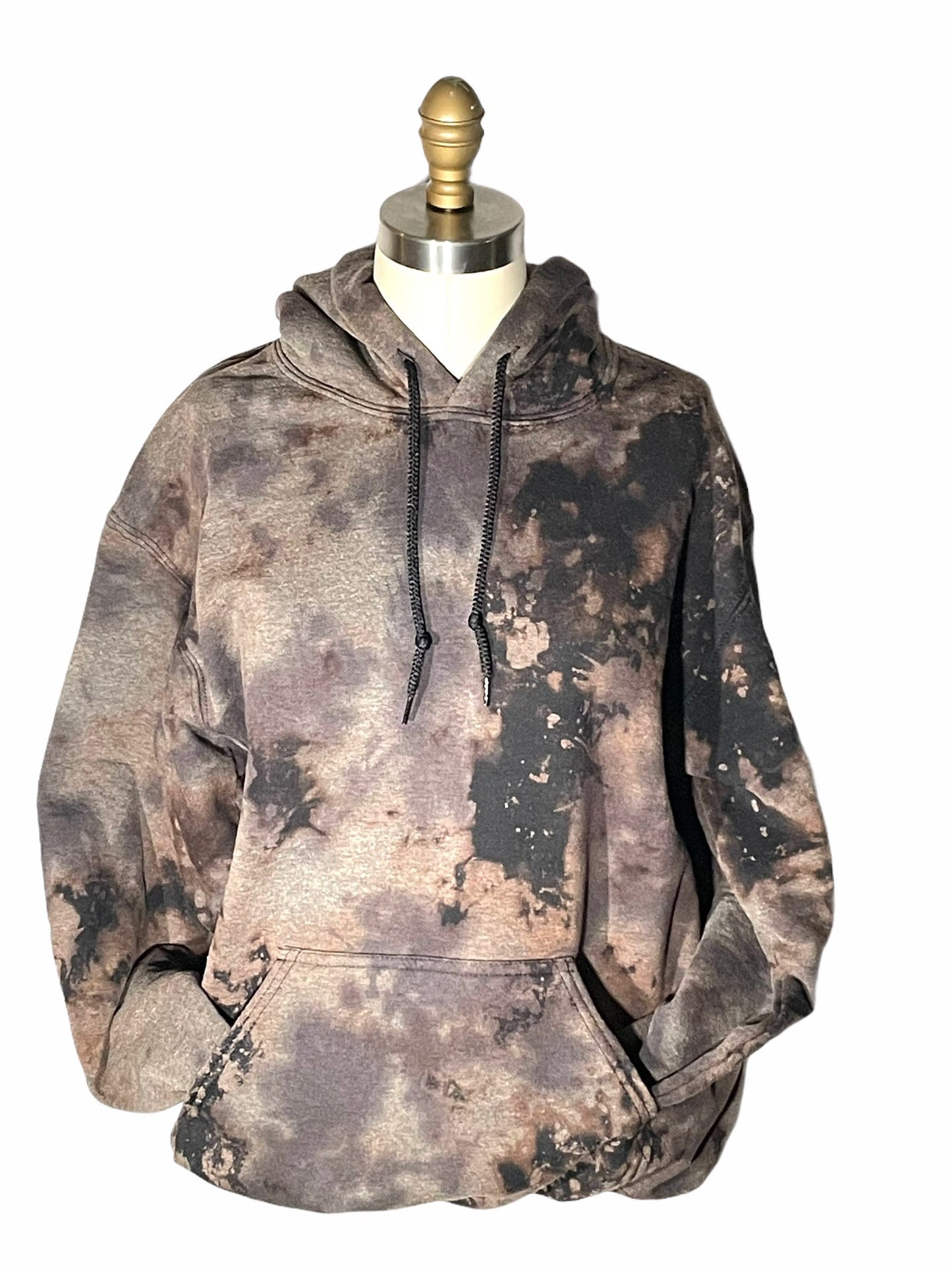 Unisex Black Distressed Hoodie Handmade