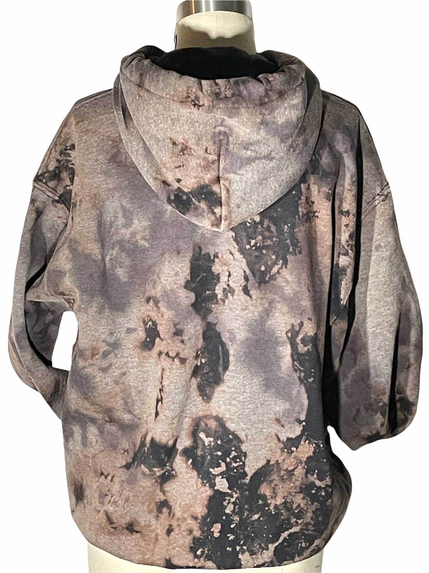 Unisex Black Distressed Hoodie Handmade
