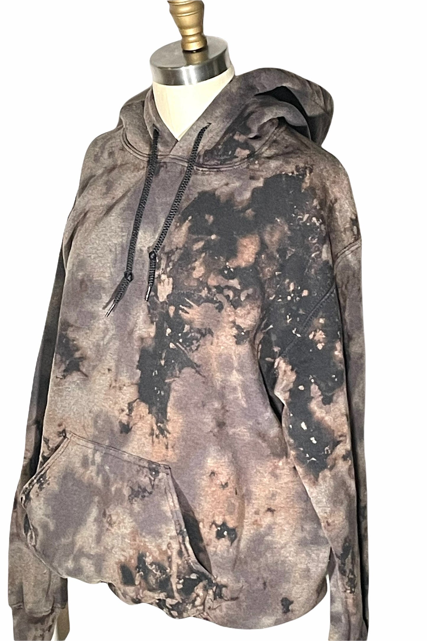 Unisex Black Distressed Hoodie Handmade