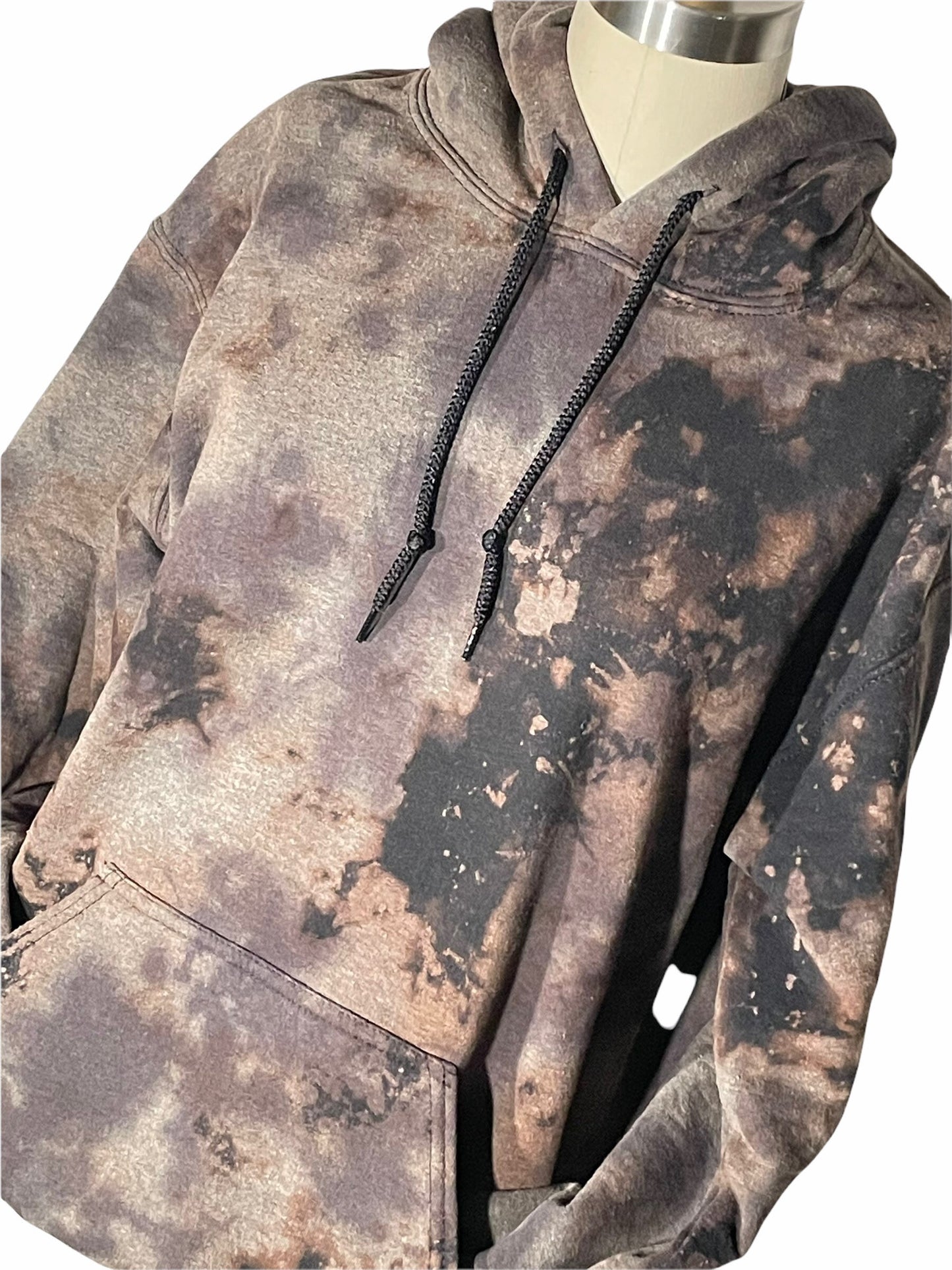 Unisex Black Distressed Hoodie Handmade