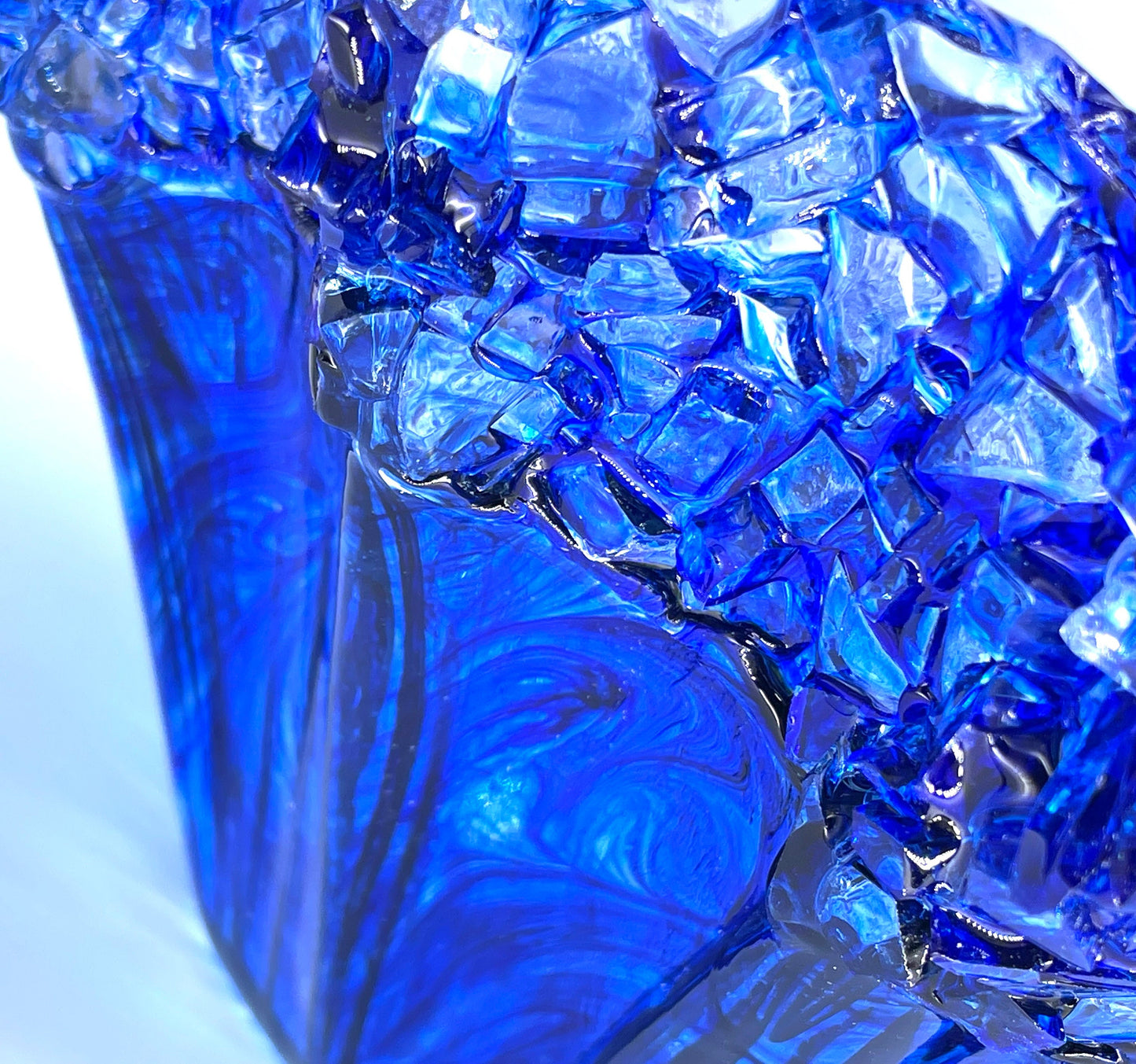 Sapphire Blue Resin and Glass Decorative Bowl Free Form MADE TO ORDER