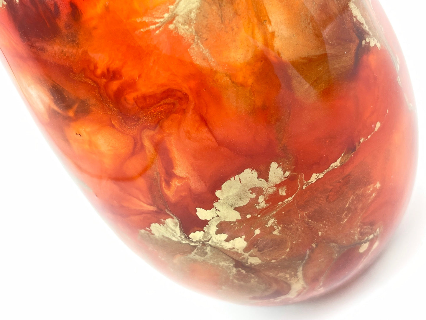 Orange and Gold Resin Art Stemless Wine Glass Set of Two Customize 20 Ounce