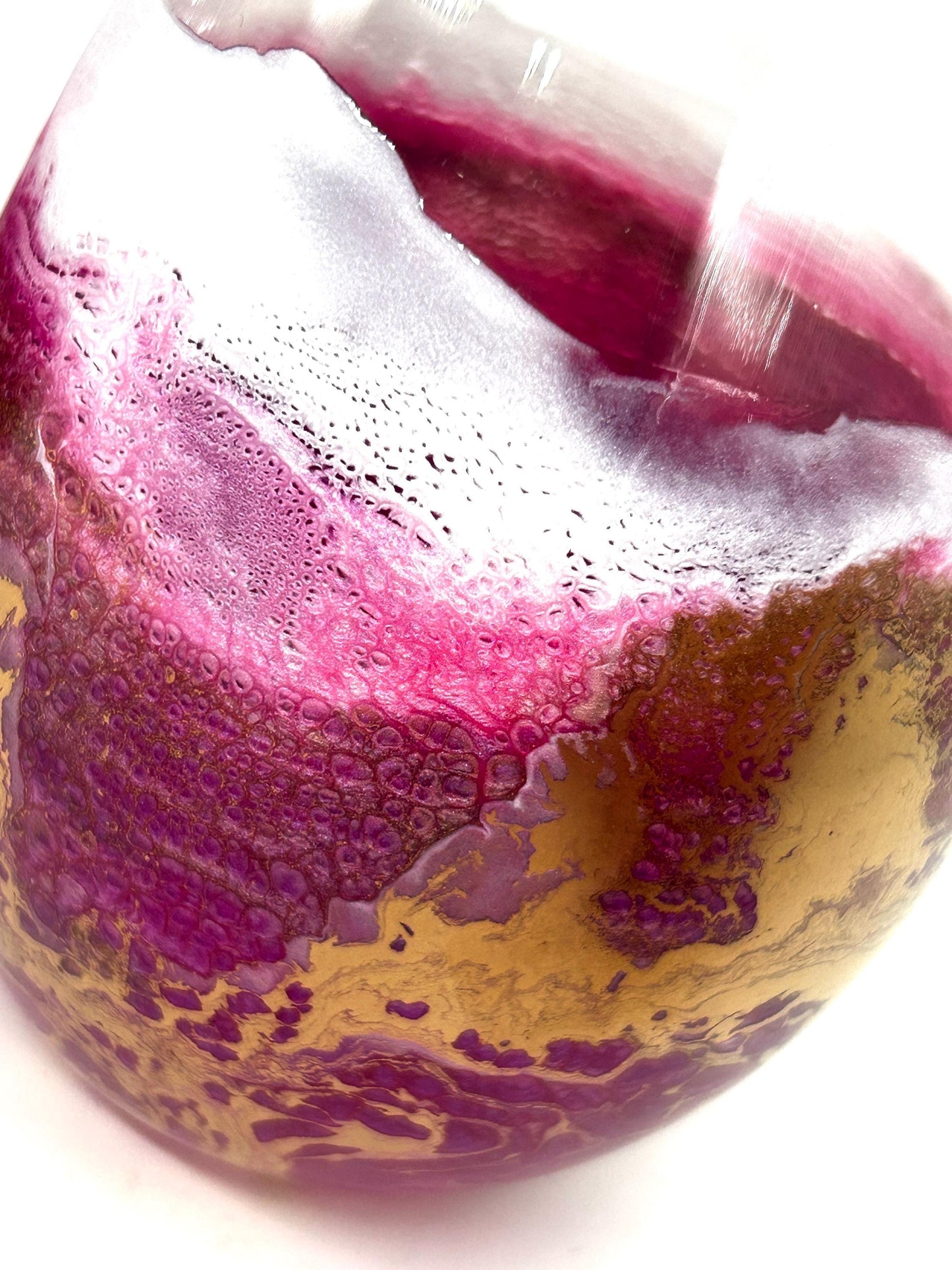 Magenta Pink and Gold Waves Stemless Wine Glass Set of Two Customize 18 Ounce