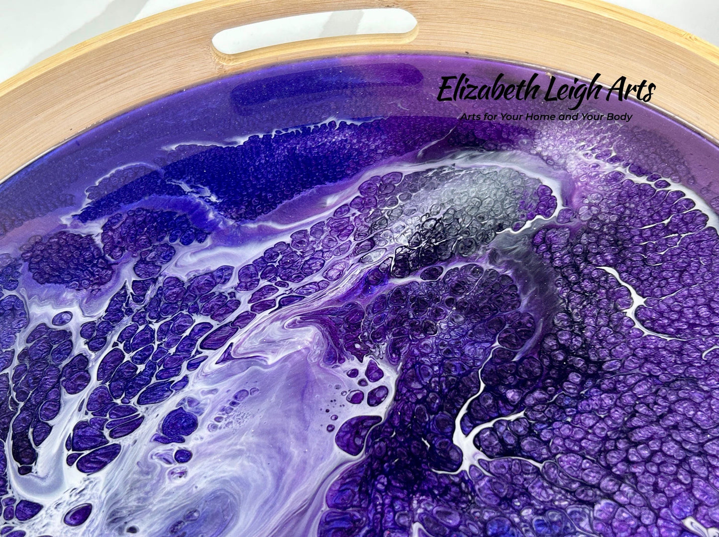 Purple, Violet and White Bamboo Tray 15"