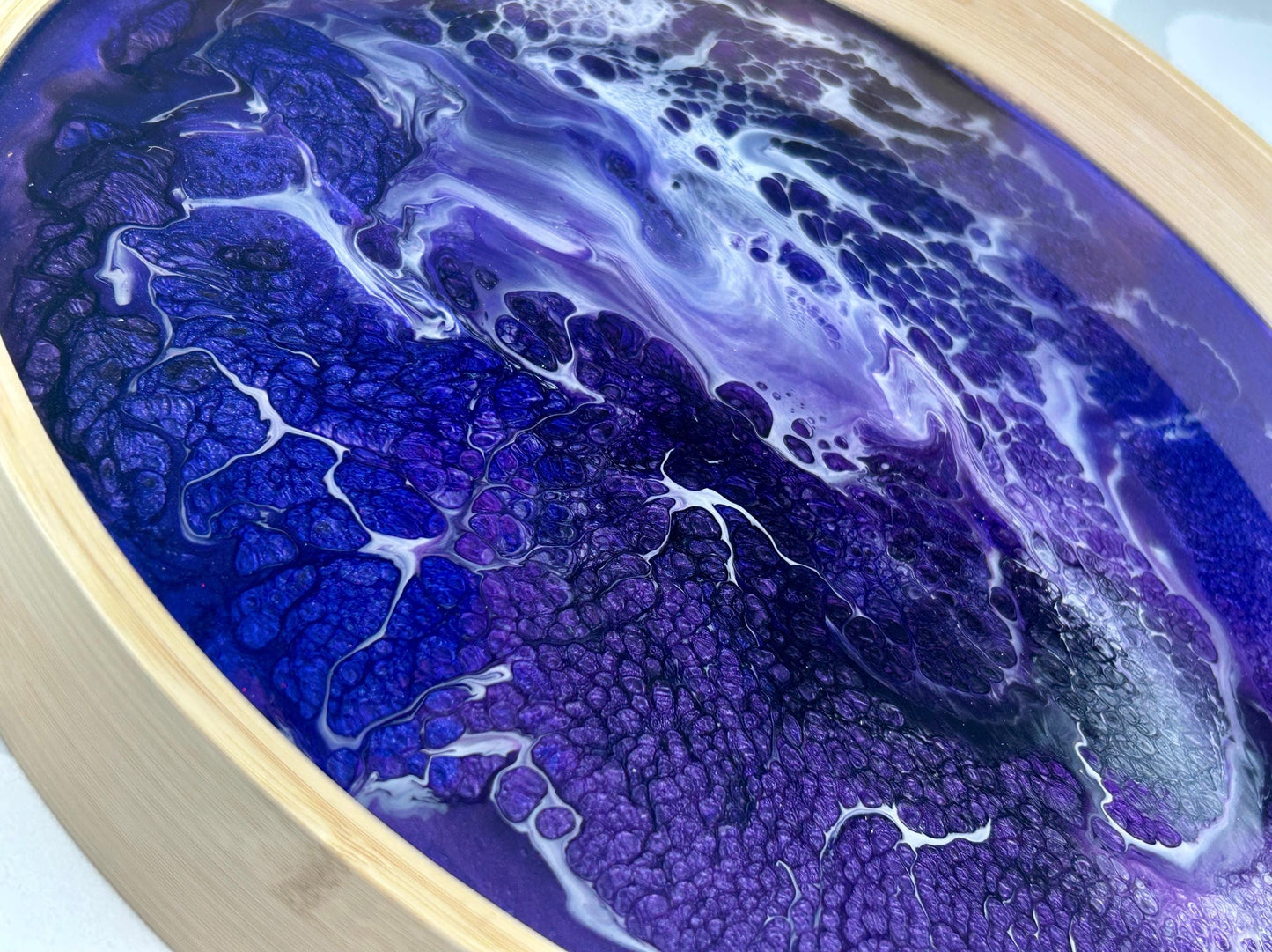 Purple, Violet and White Bamboo Tray 15"