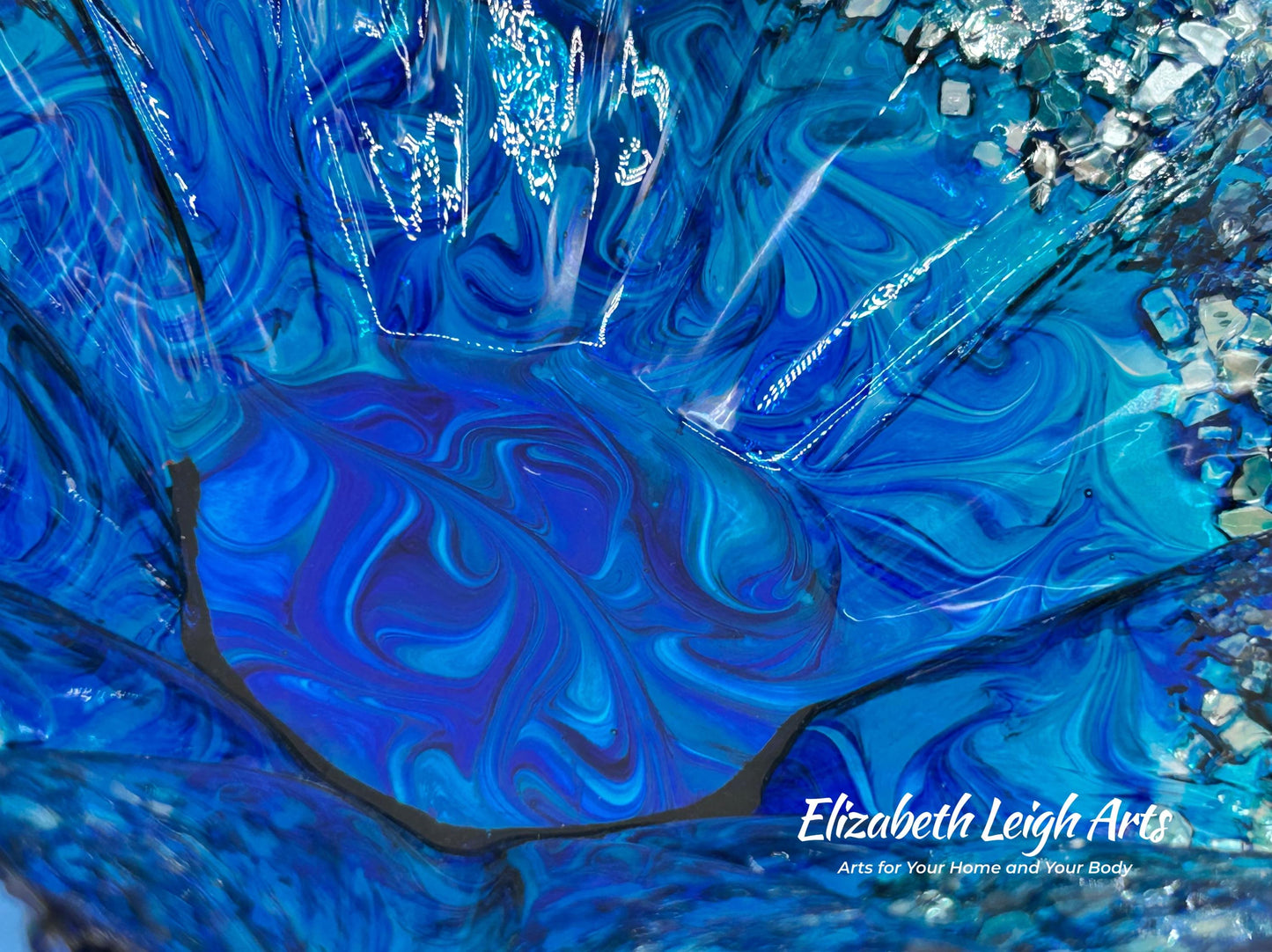 Sapphire Blue Wavy Decorative Bowl