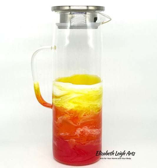 Orange, Yellow and Red Sunset Waves Carafe 50 Ounces