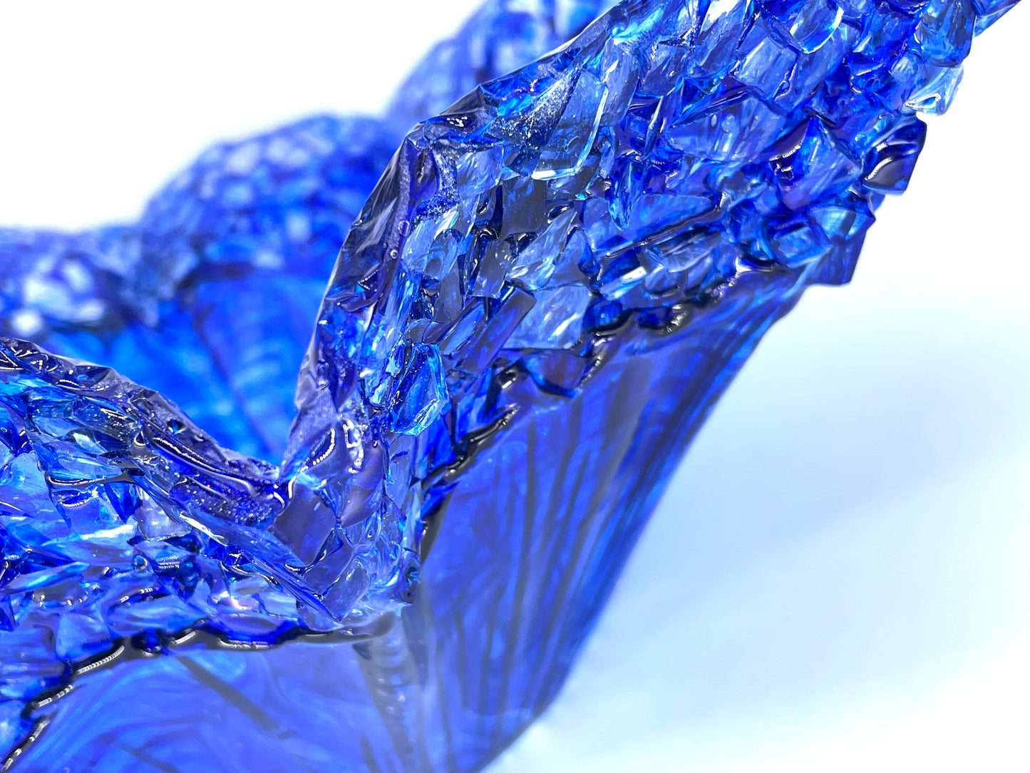 Sapphire Blue Resin and Glass Decorative Bowl Free Form MADE TO ORDER