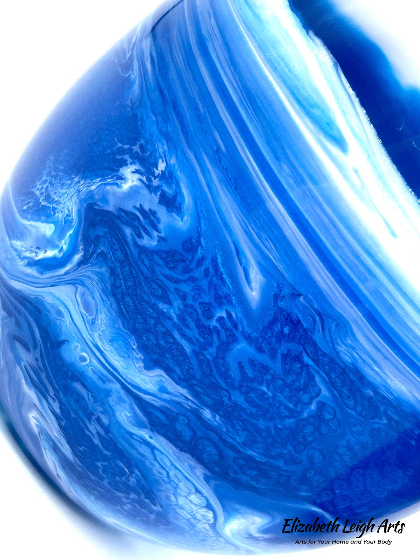 Blue Waves Resin Art Stemless Wine Glass Set of Two Customize 20 Ounce MADE TO ORDER