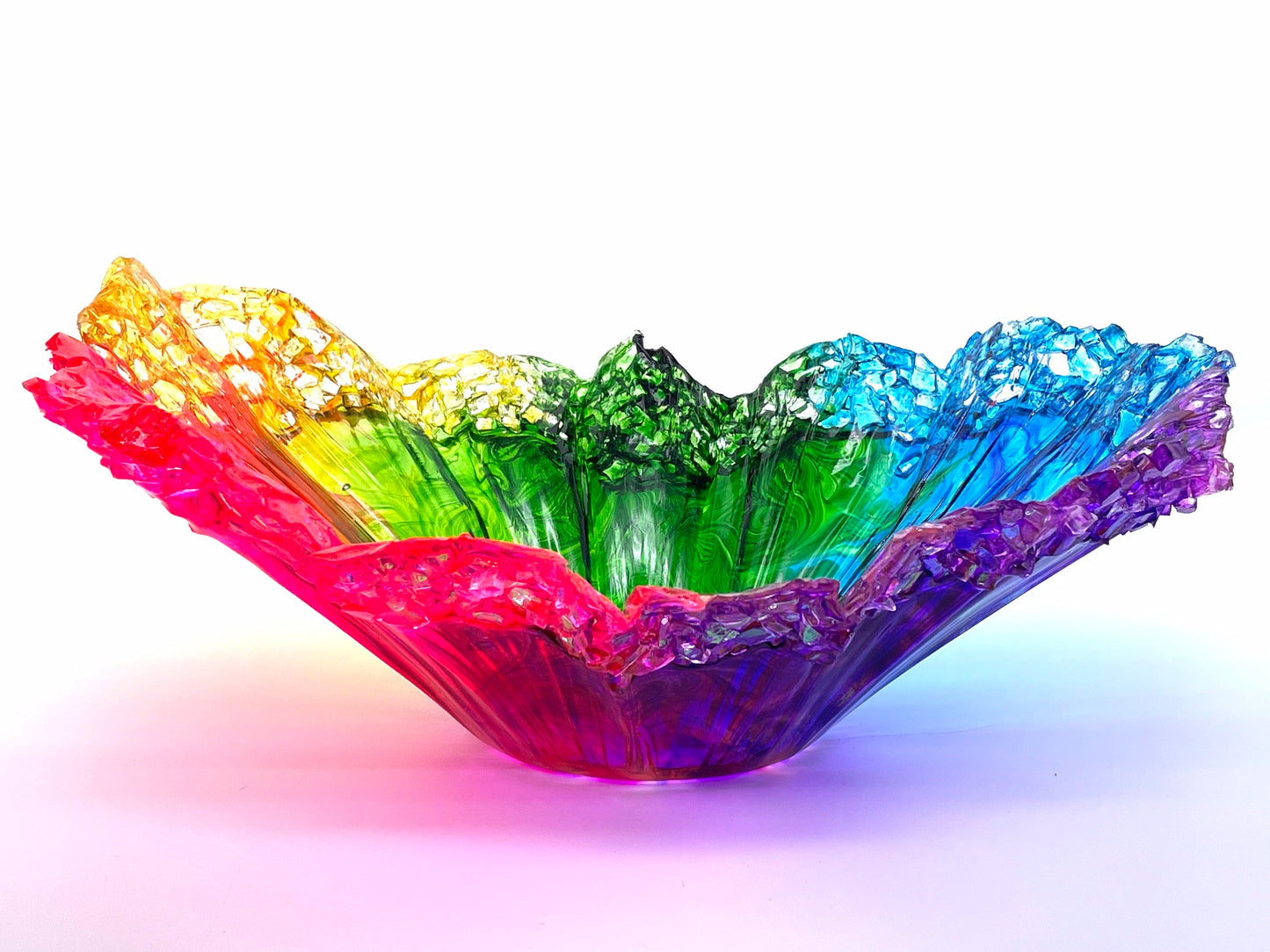 Rainbow Resin and Crushed Glass Decorative Bowl Custom MADE TO ORDER