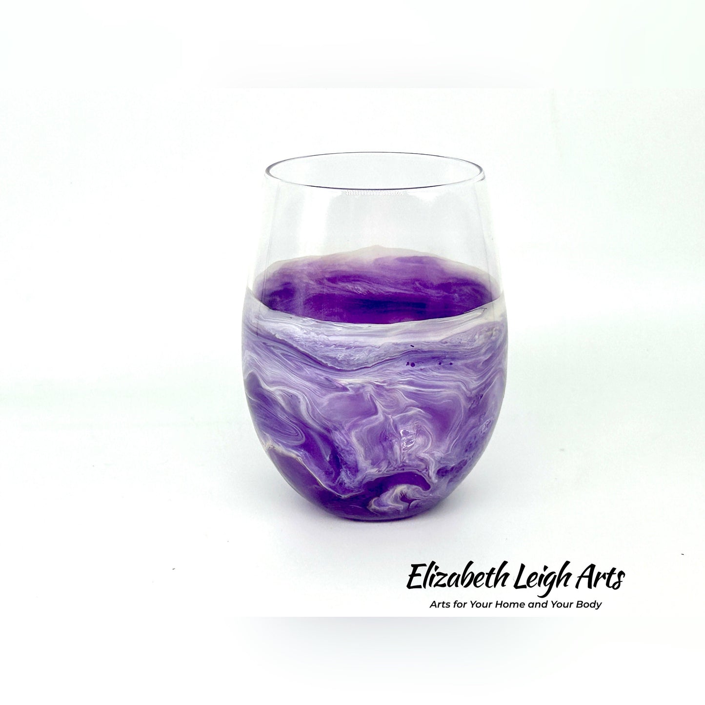 Purple Beach Themed Stemless Wine Glasses, Cocktail Glasses, Beach Decor, Custom Wine Glasses, Luxury Wedding Gift, Purple Glasses