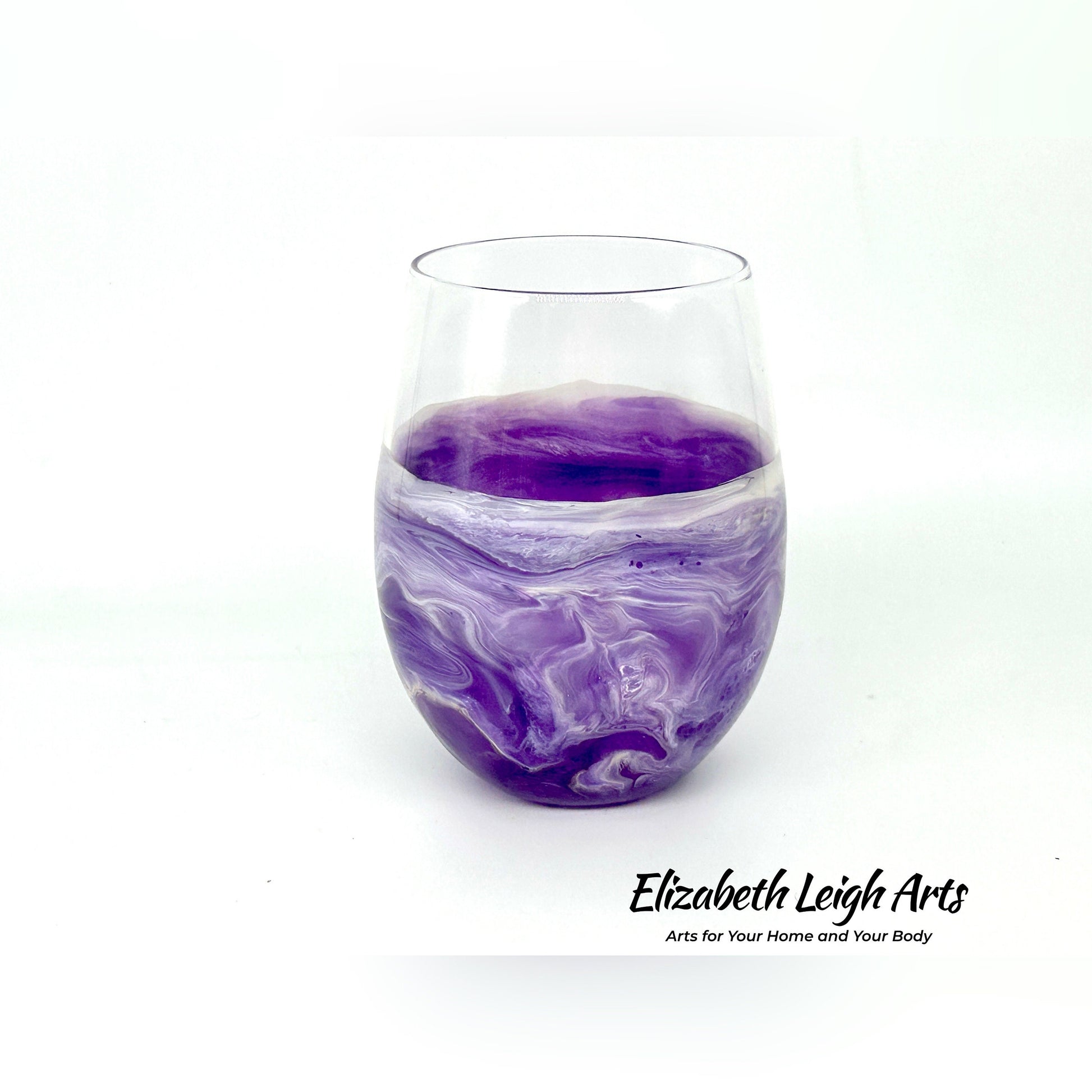 Purple Beach Themed Stemless Wine Glasses, Cocktail Glasses, Beach Decor, Custom Wine Glasses, Luxury Wedding Gift, Purple Glasses