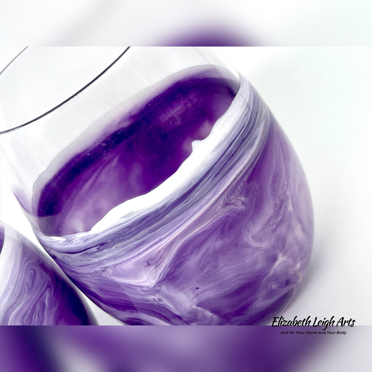 Purple Beach Themed Stemless Wine Glasses, Cocktail Glasses, Beach Decor, Custom Wine Glasses, Luxury Wedding Gift, Purple Glasses