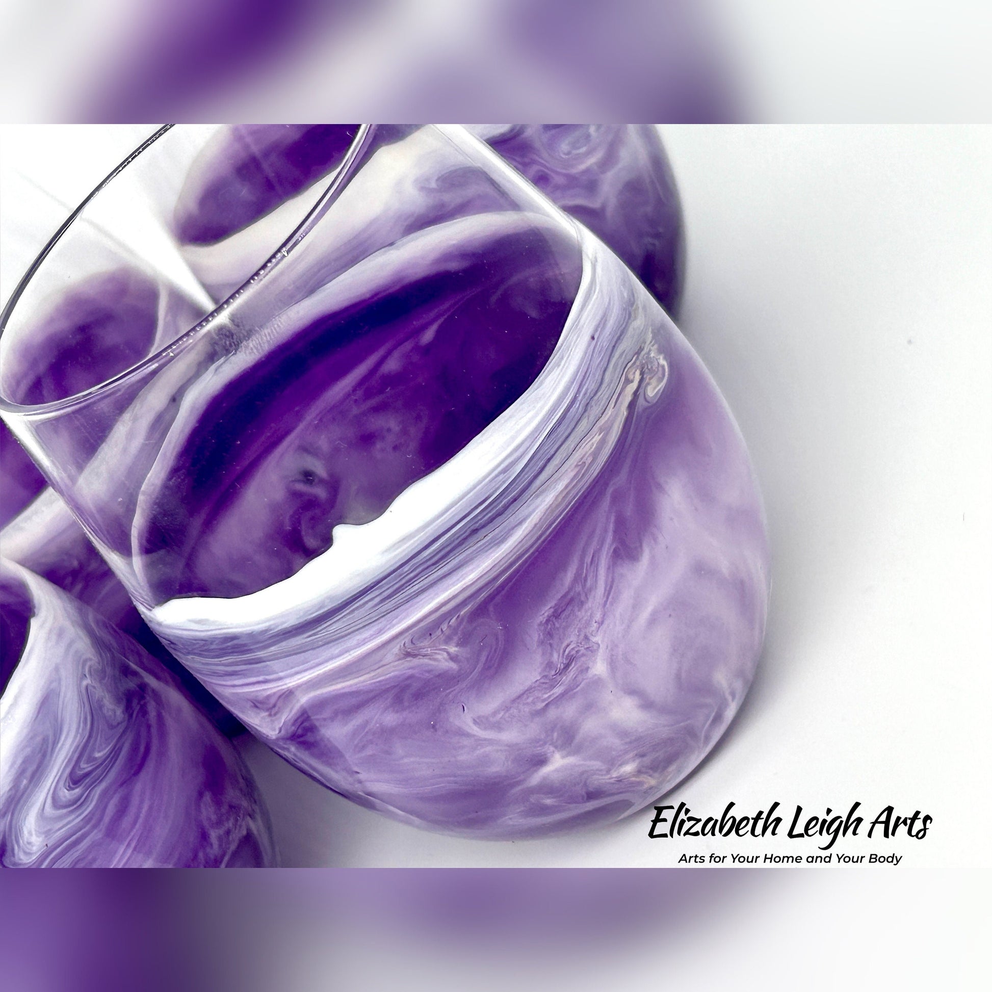 Purple Beach Themed Stemless Wine Glasses, Cocktail Glasses, Beach Decor, Custom Wine Glasses, Luxury Wedding Gift, Purple Glasses