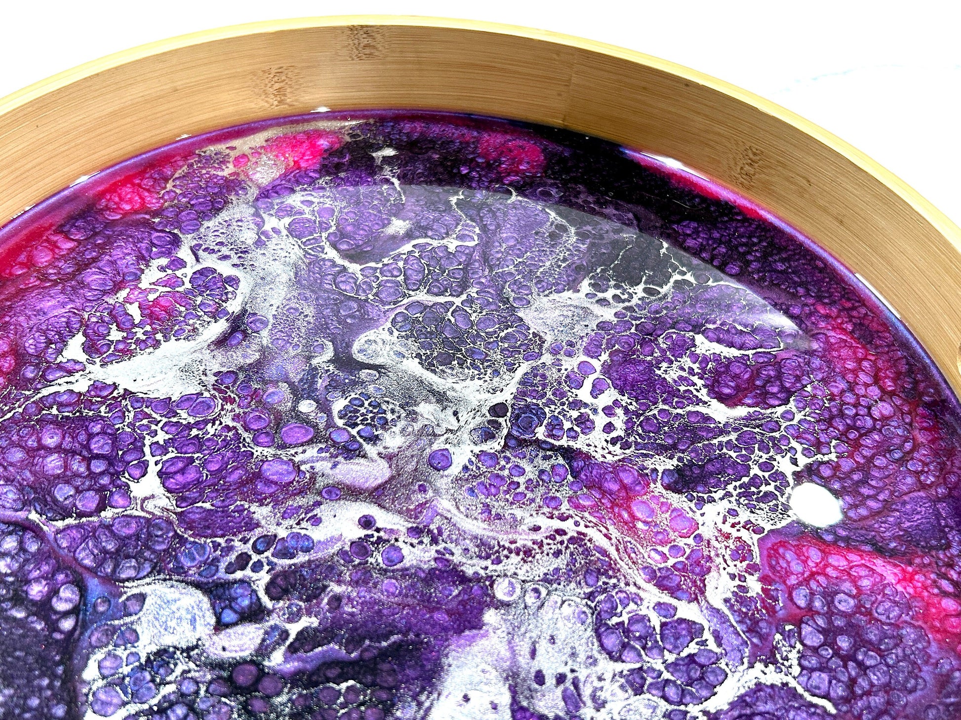 Purple, Pink and Silver Bamboo Tray 14"