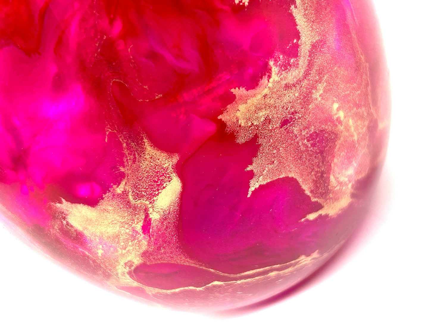 Bright Pink, Gold Resin Art Stemless Wine Glass Set of Two Customize