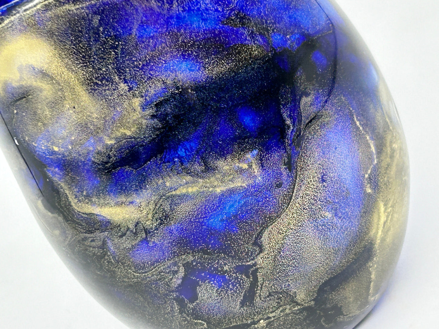Navy Blue and Gold Jewel toned Resin Art Stemless Wine Glass Set of Two Customize 20 Ounce
