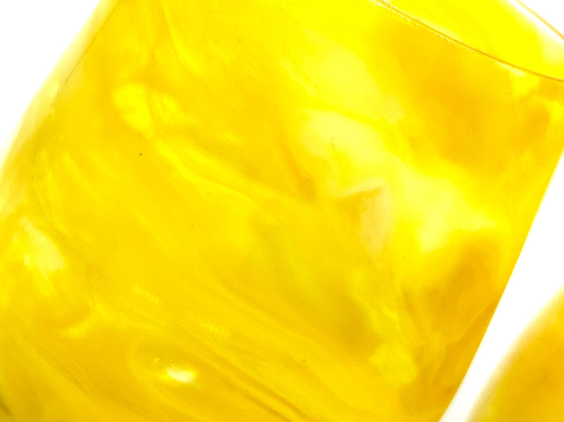 Lemon Yellow Resin Art Stemless Wine Glass Set of Two Customize 20 Ounce
