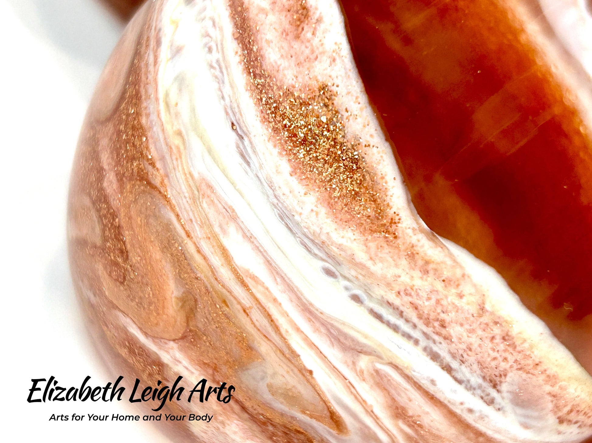 Copper/Bronze and White Wave Beach Themed Stemless Wine Glasses, Set of Two