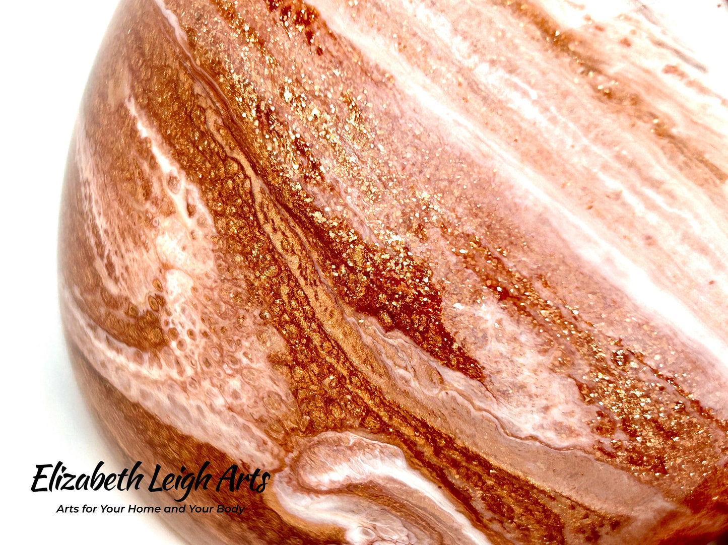 Copper/Bronze and White Wave Beach Themed Stemless Wine Glasses, Set of Two