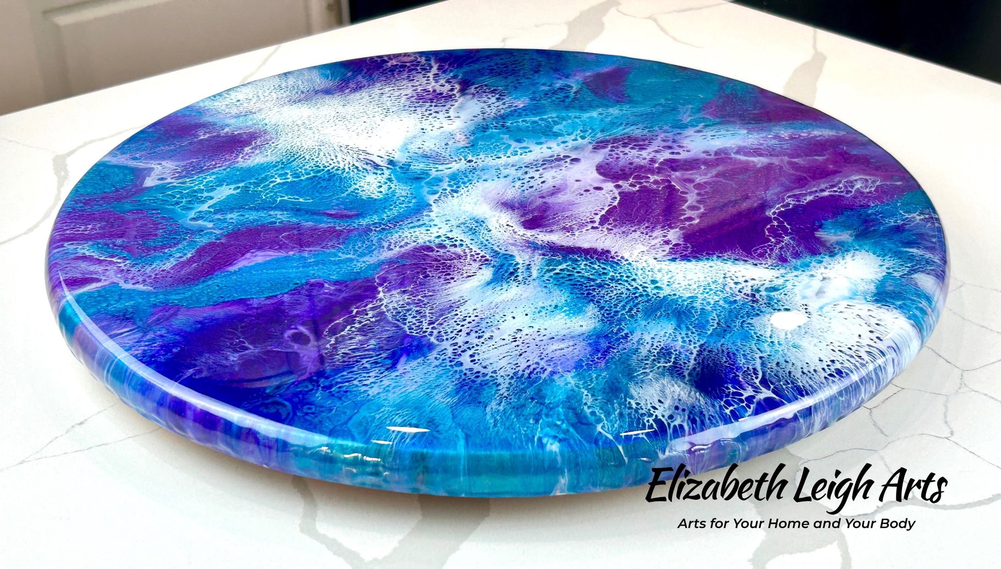 Teal and Purple Lazy Susan 18"