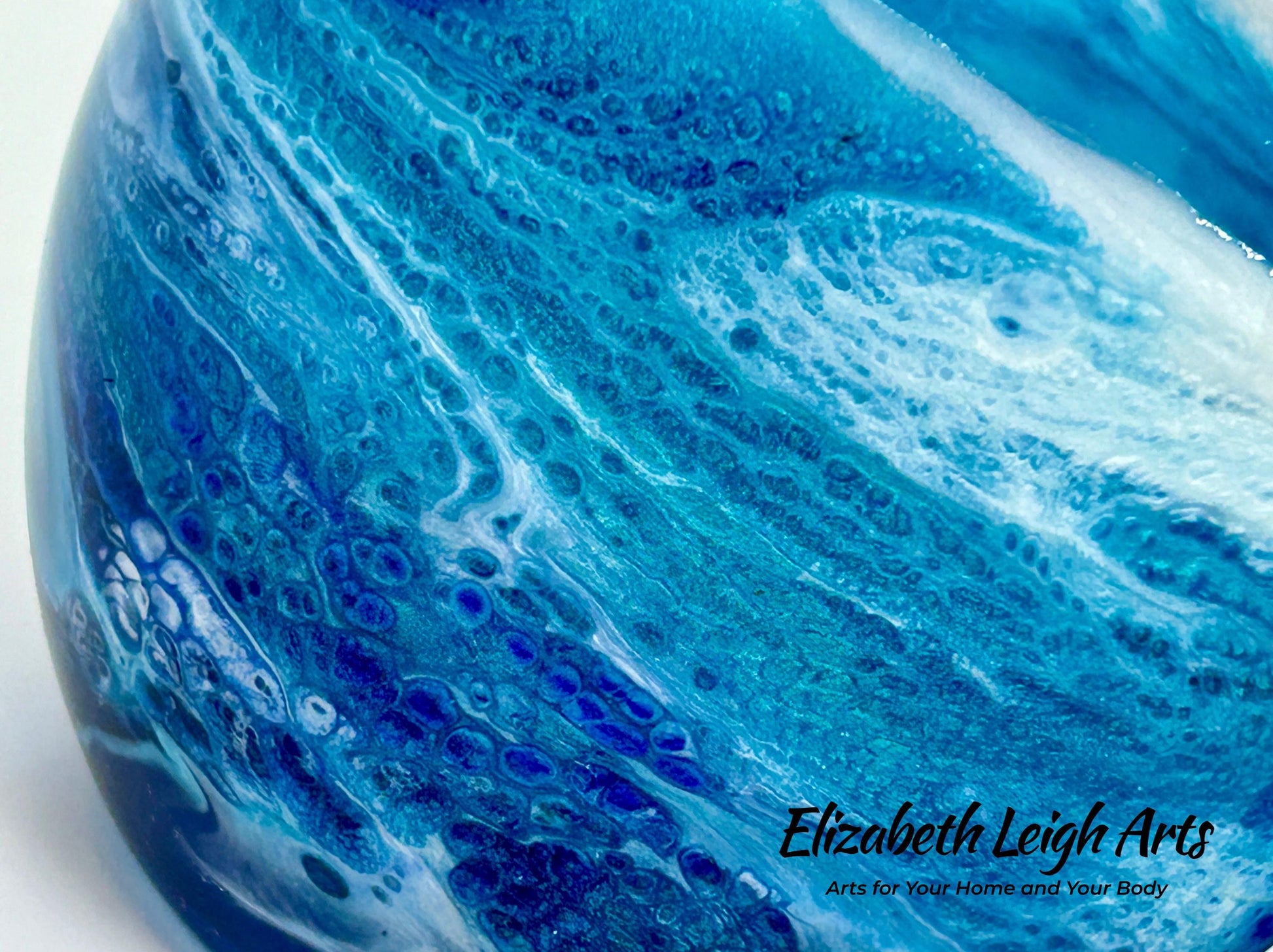 Blue Turquoise Wave Stemless Wine Glasses, Beach Decor, Set of Two