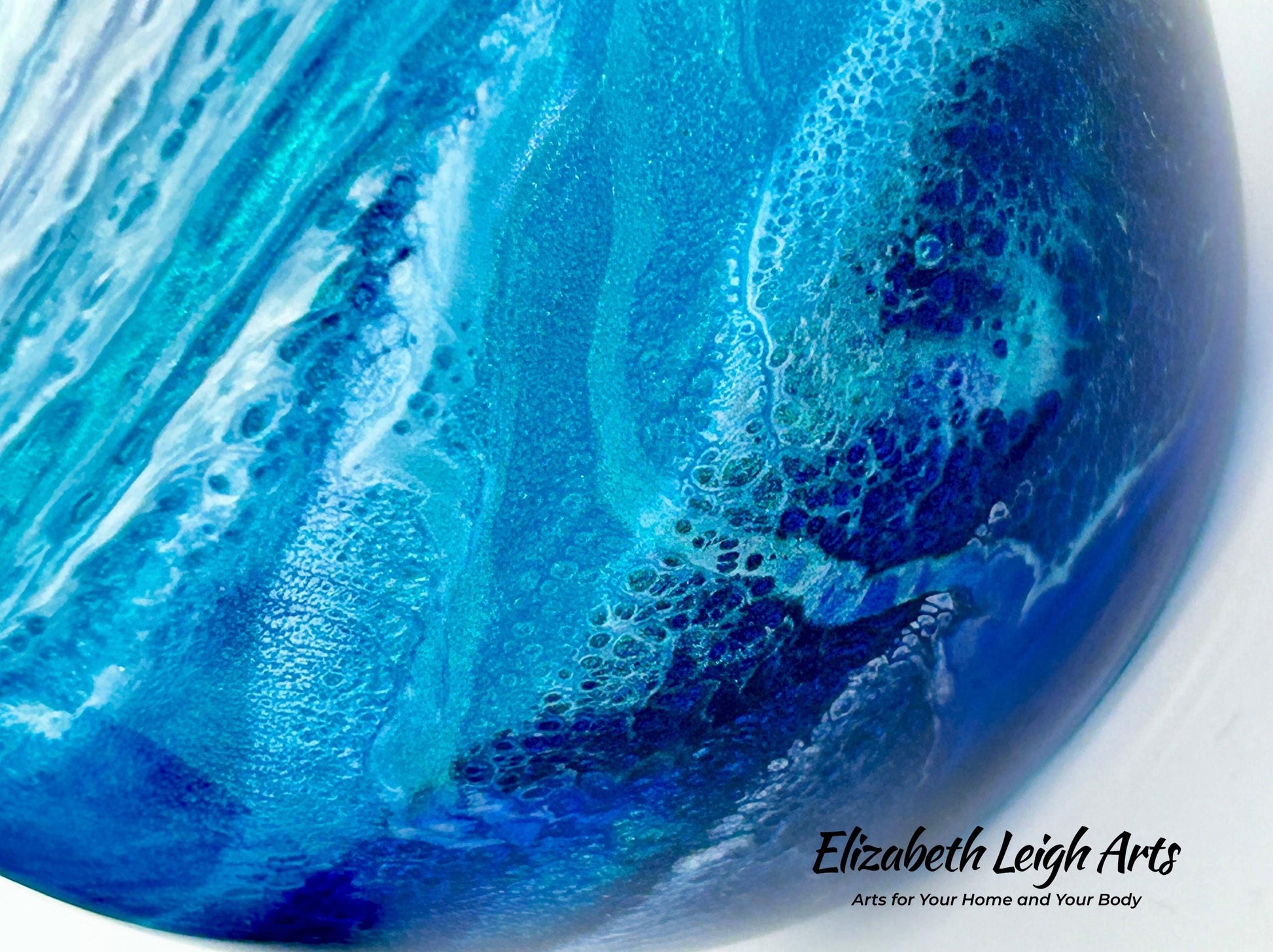 Blue Turquoise Wave Stemless Wine Glasses, Beach Decor, Set of Two