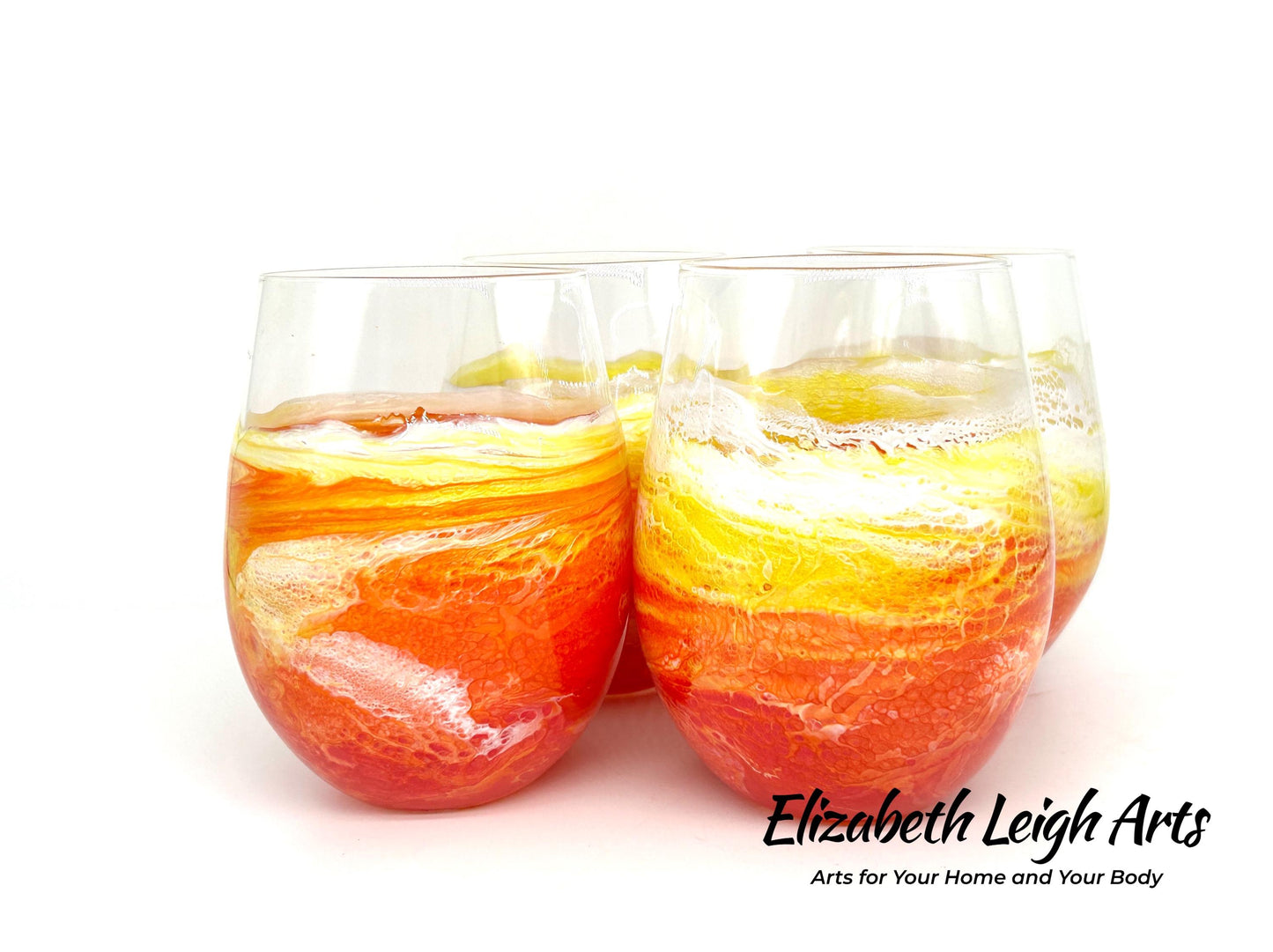 Sunset Waves Stemless Wine Glasses Set of Two