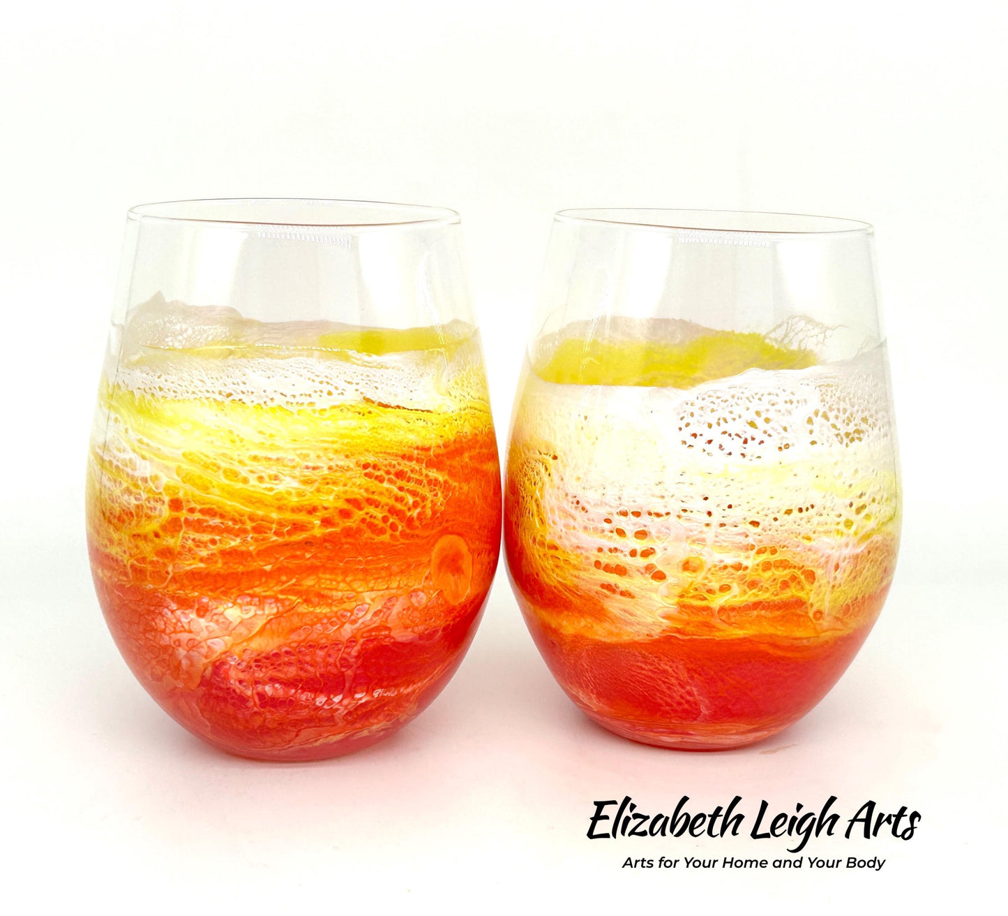 Sunset Waves Stemless Wine Glasses Set of Two