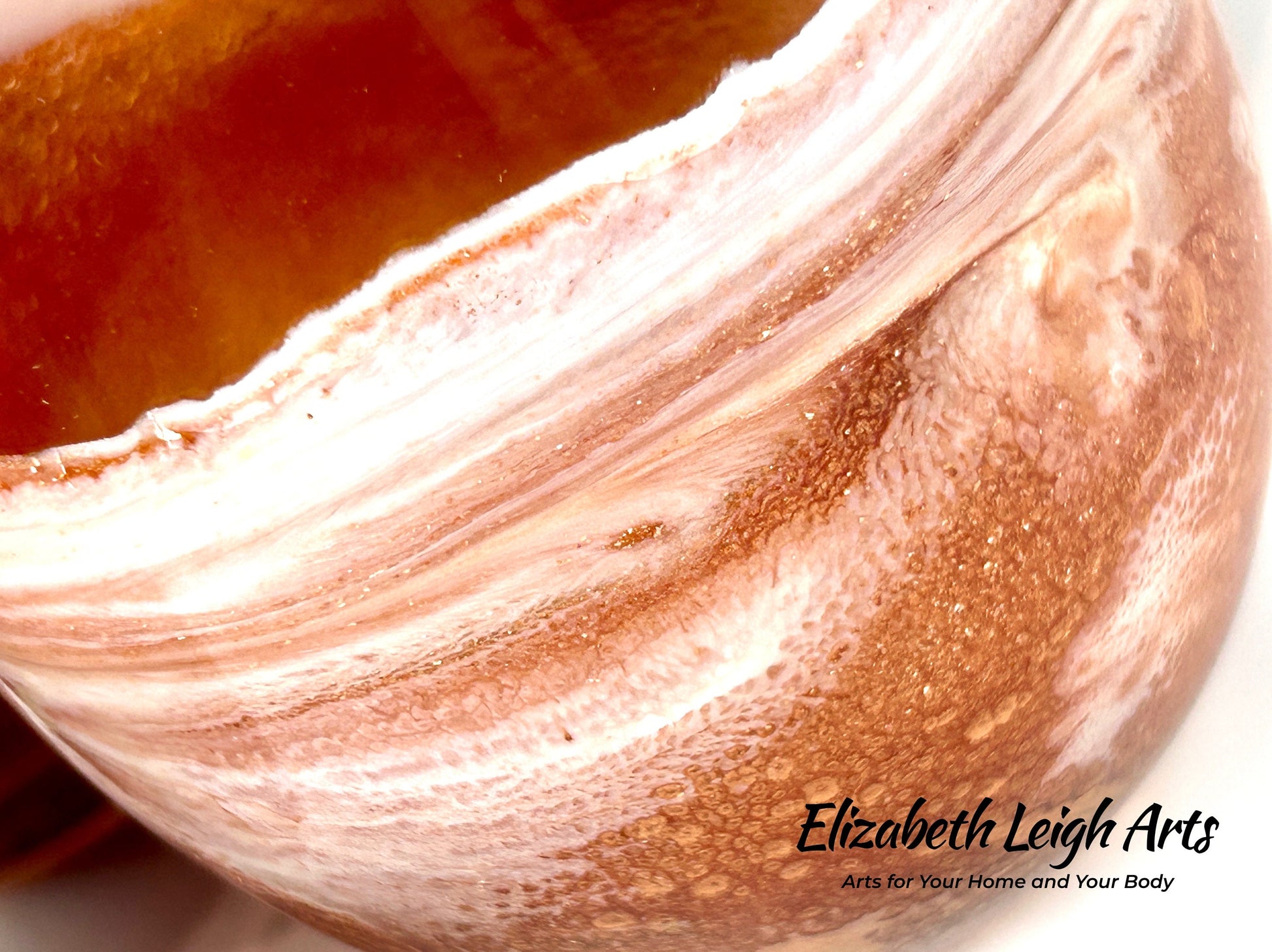 Copper/Bronze and White Wave Beach Themed Stemless Wine Glasses, Set of Two