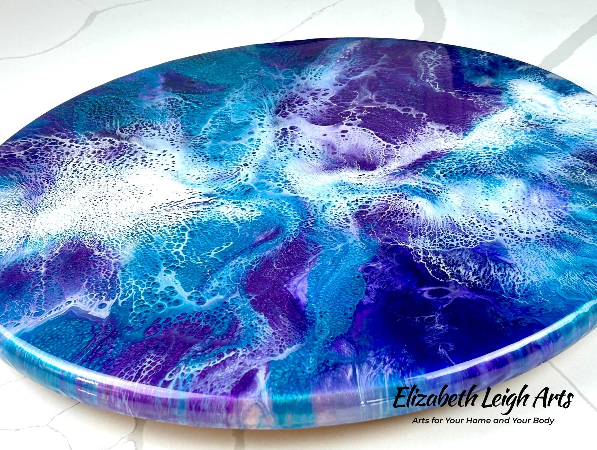 Teal and Purple Lazy Susan 18"