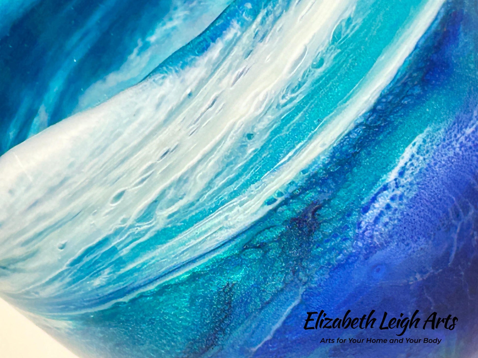 Blue Turquoise Wave Stemless Wine Glasses, Beach Decor, Set of Two