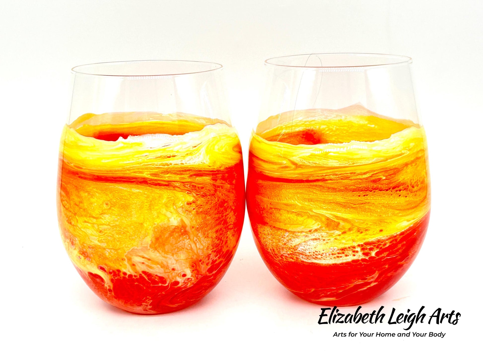 Sunset Waves Stemless Wine Glasses Set of Two