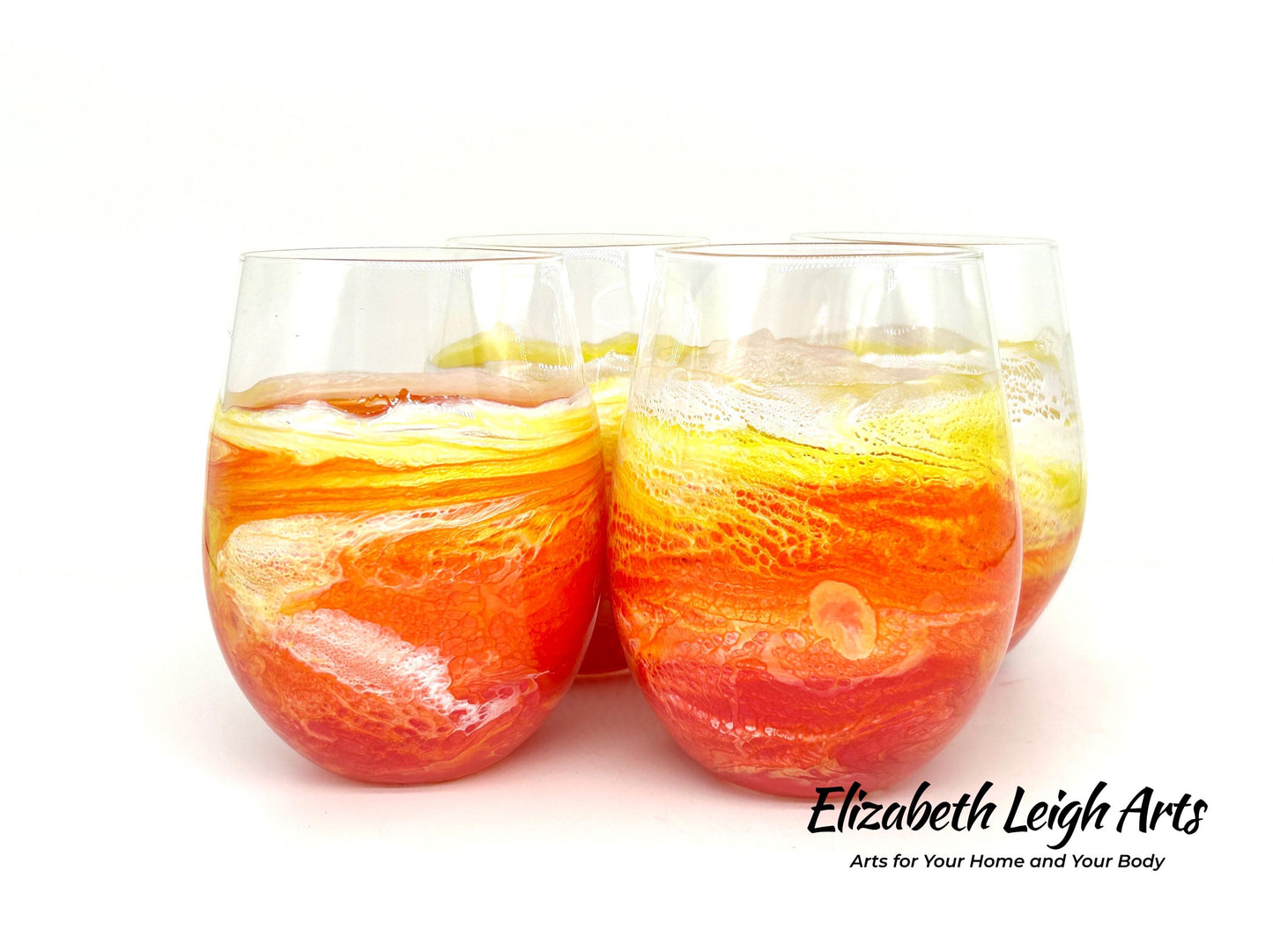 Sunset Waves Stemless Wine Glasses Set of Two