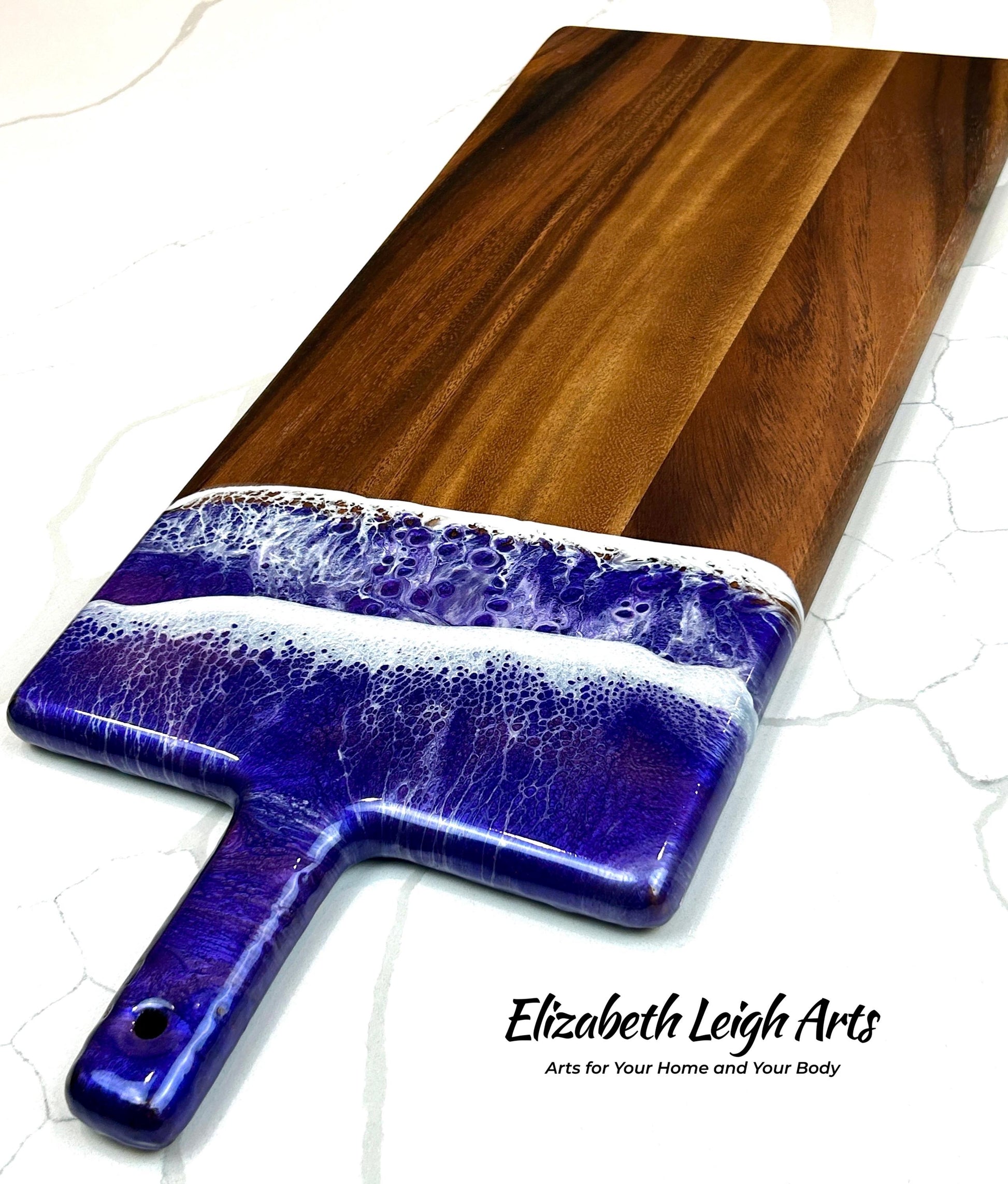 Purple Wave Resin Art Charcuterie Board