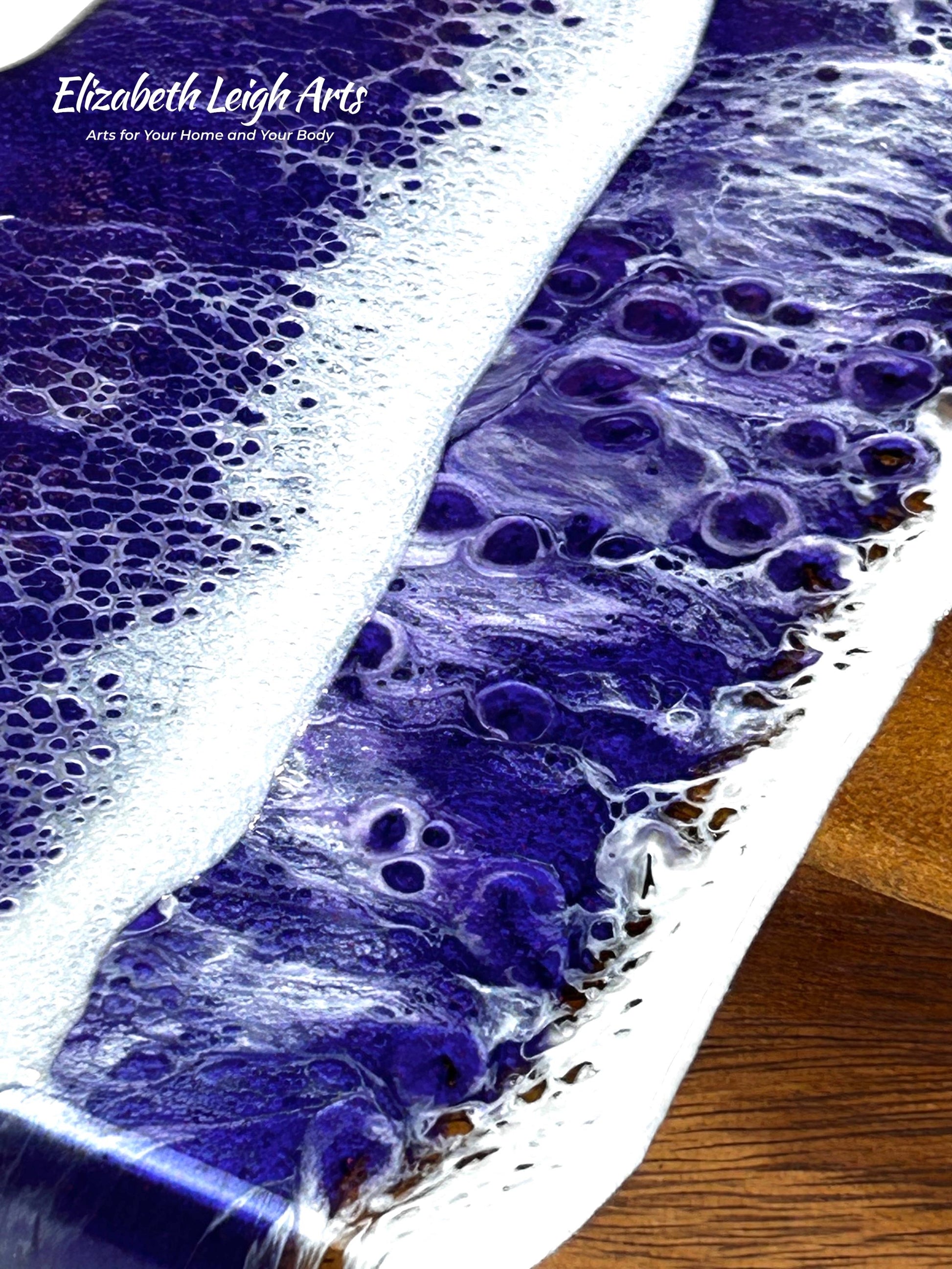 Purple Wave Resin Art Charcuterie Board