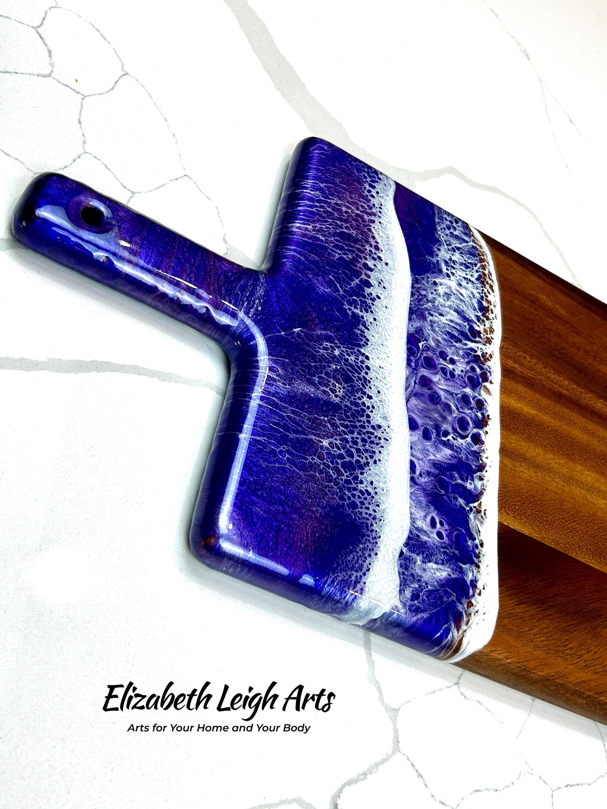 Purple Wave Resin Art Charcuterie Board