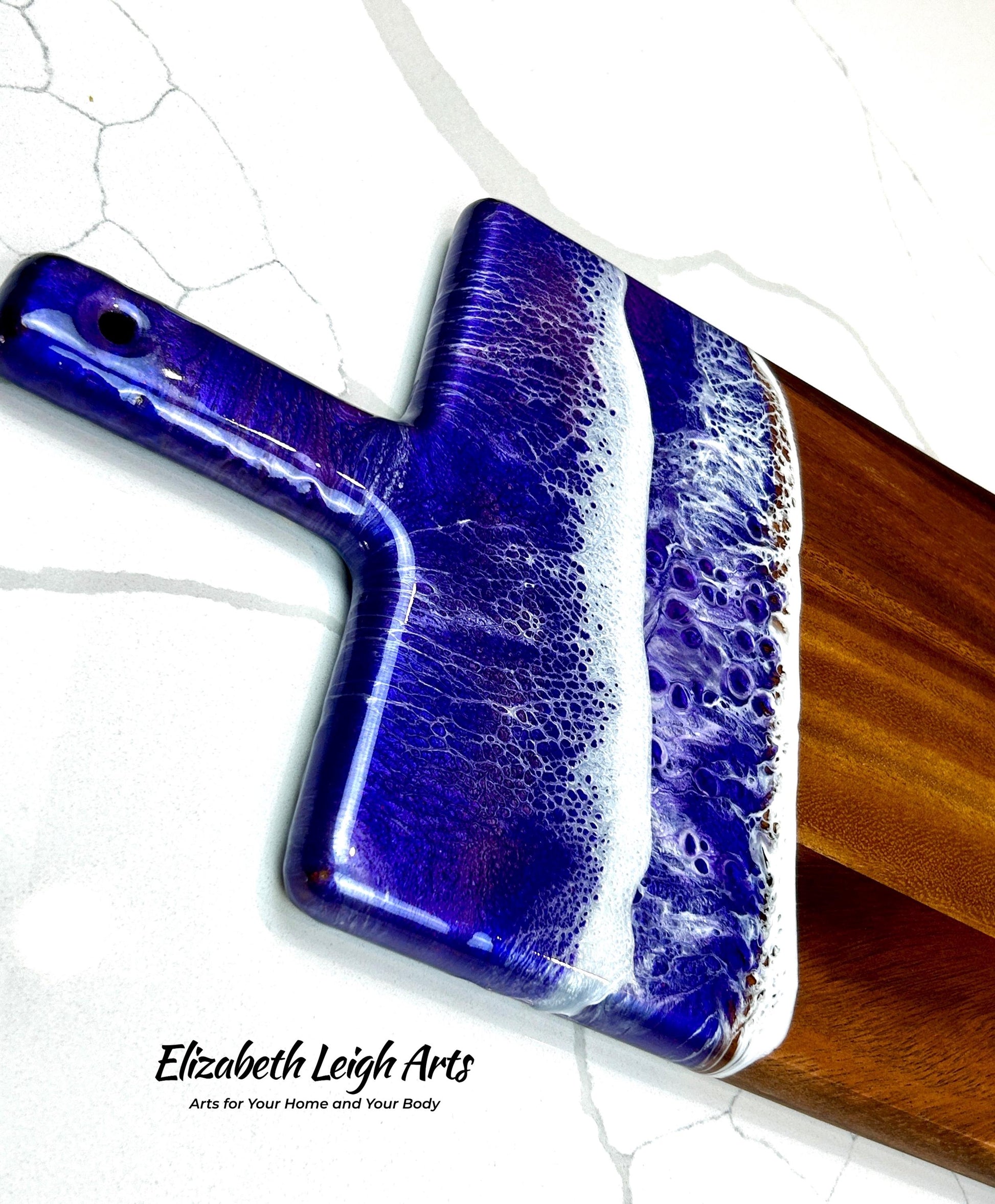 Purple Wave Resin Art Charcuterie Board