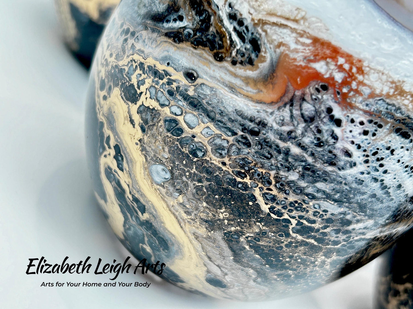 Black, White and Gold Waves Resin Art Stemless Wine Glass Set of Two Customize 20 Ounce