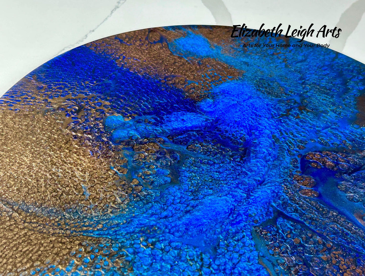 Blues Browns Turntable Lazy Susan 15.5" Resin Art