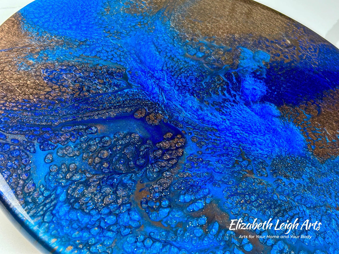 Blues Browns Turntable Lazy Susan 15.5" Resin Art