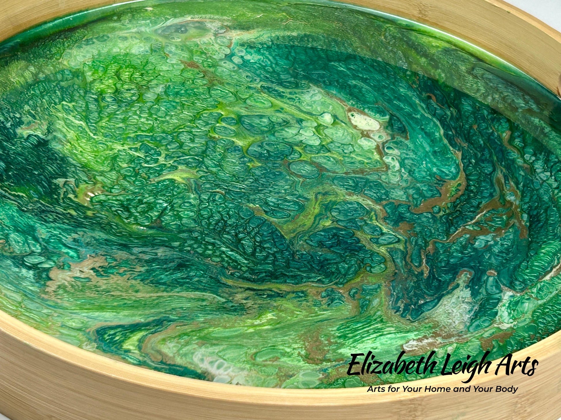 Green and Gold Serving Tray 15"