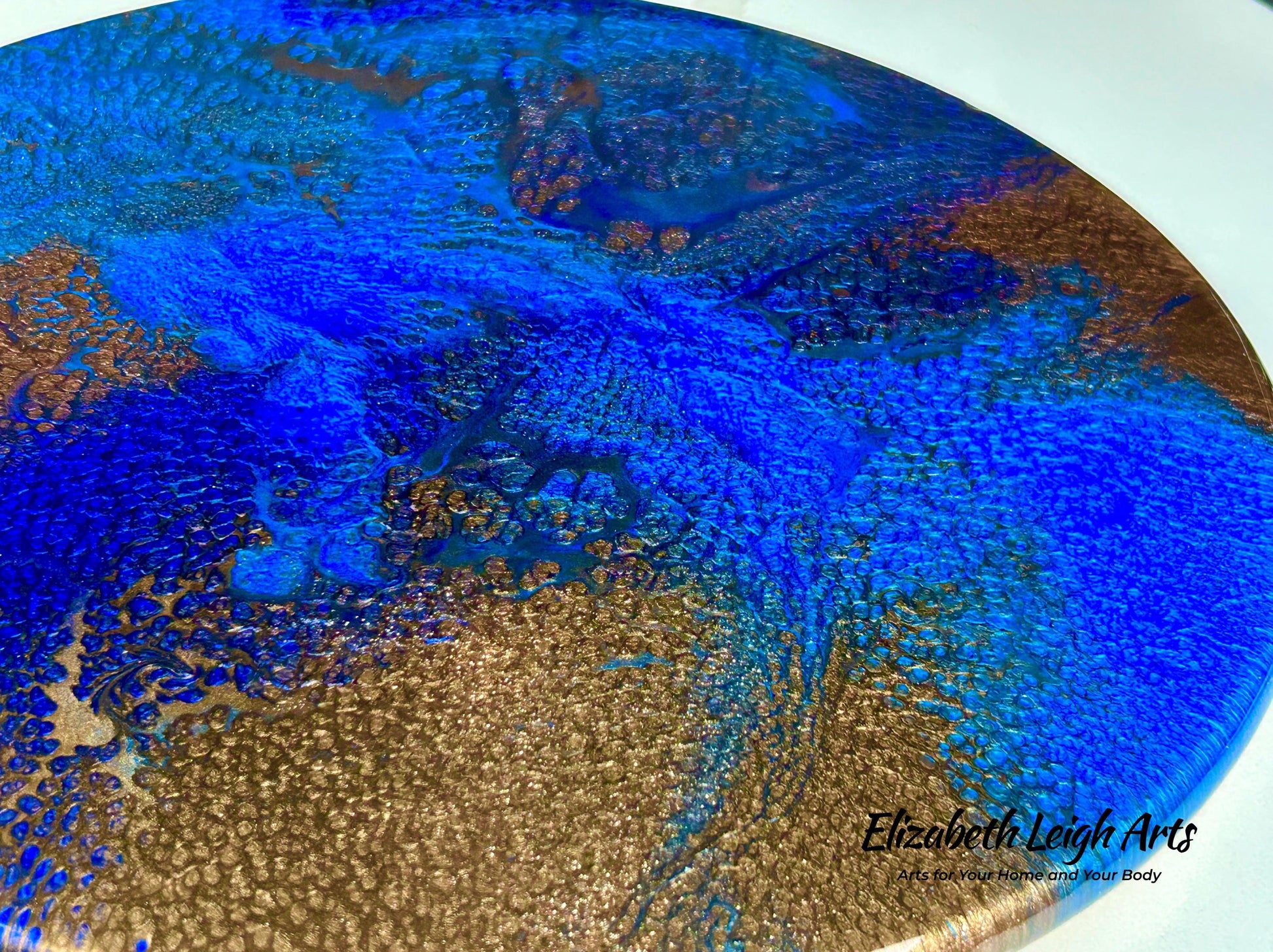 Blues Browns Turntable Lazy Susan 15.5" Resin Art