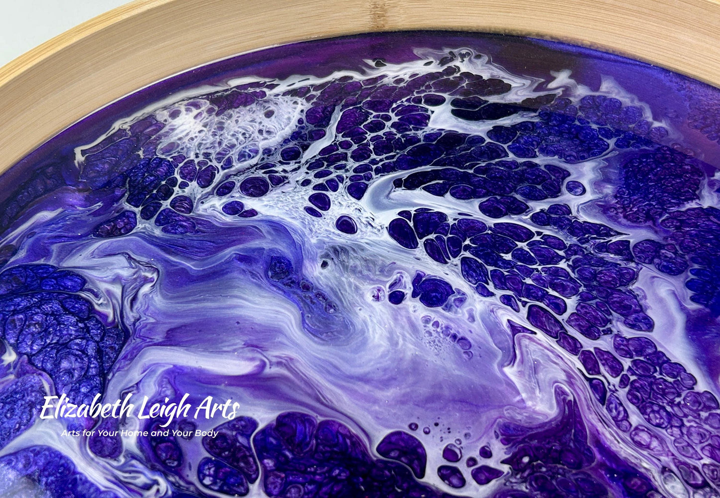 Purple, Violet and White Bamboo Tray 15"