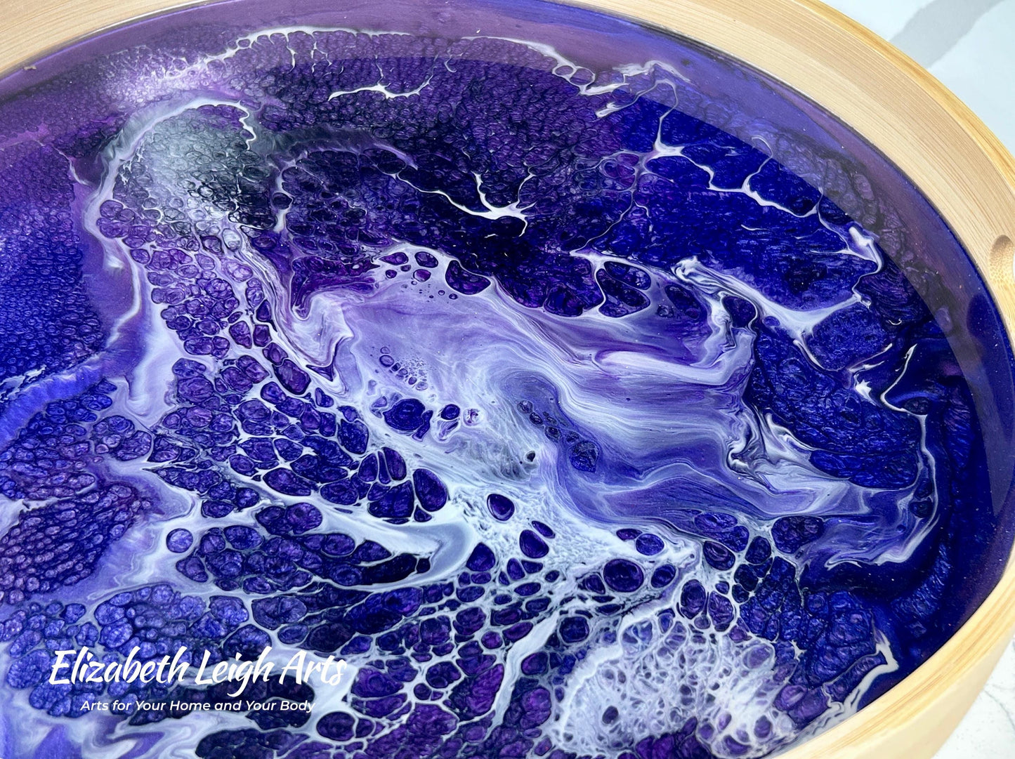 Purple, Violet and White Bamboo Tray 15"