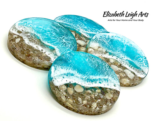 Ocean Coasters Resin and Shells