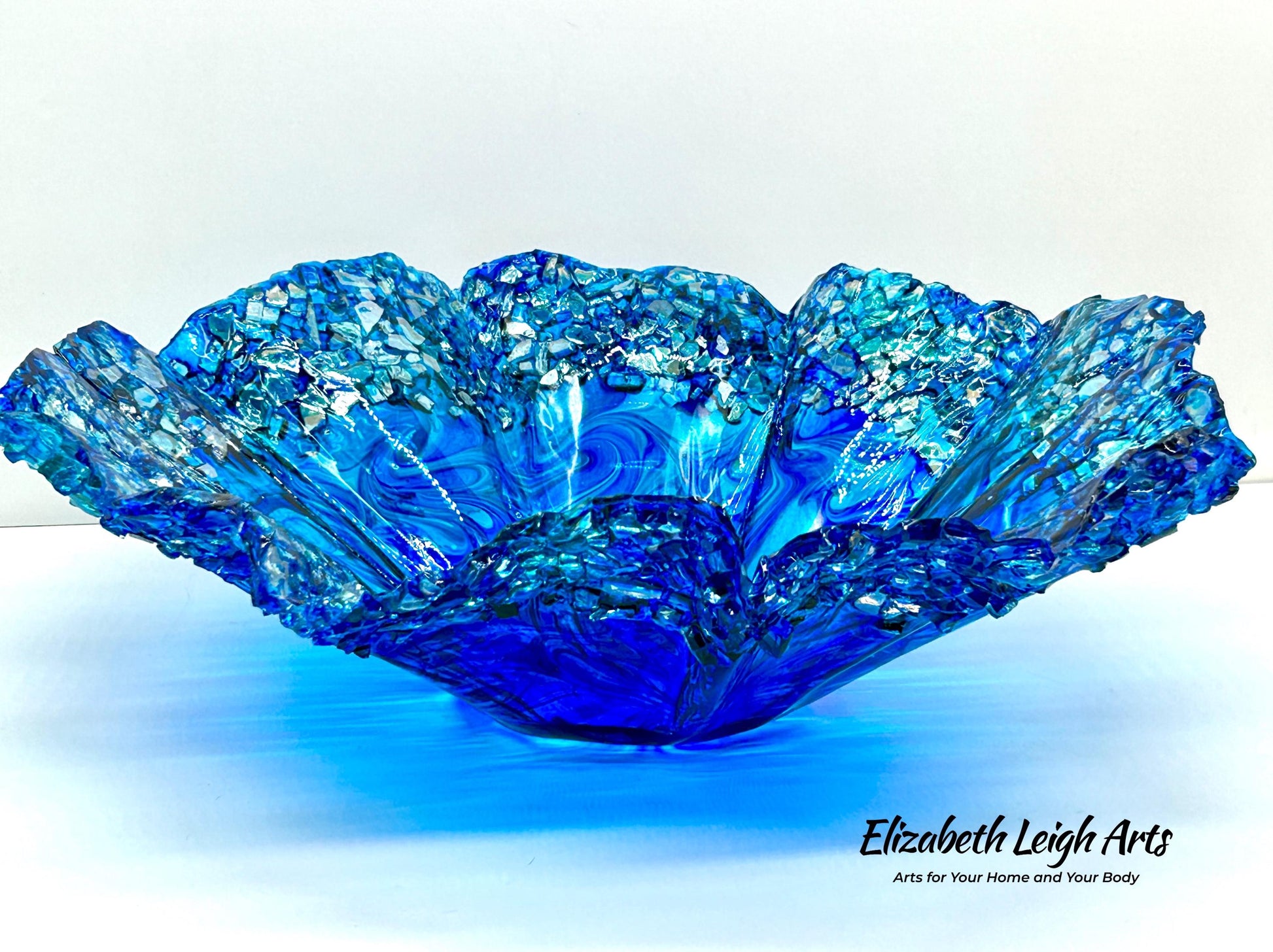 Sapphire Blue Wavy Decorative Bowl