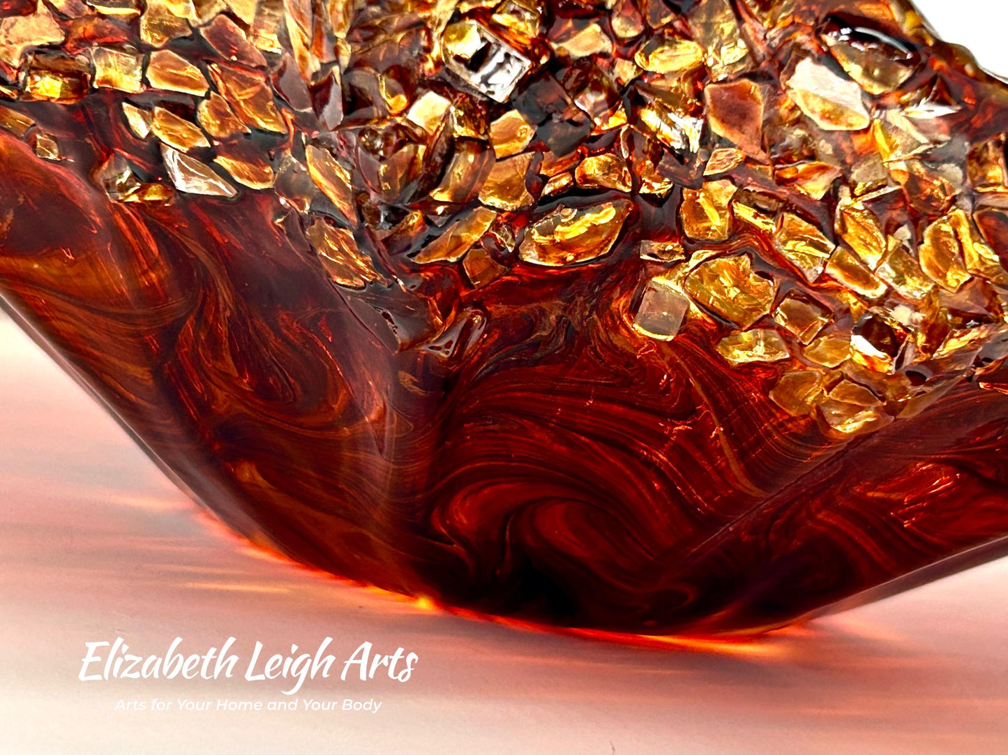 Chocolate and Cocoa Brown Resin and Crushed Glass Decorative Bowl