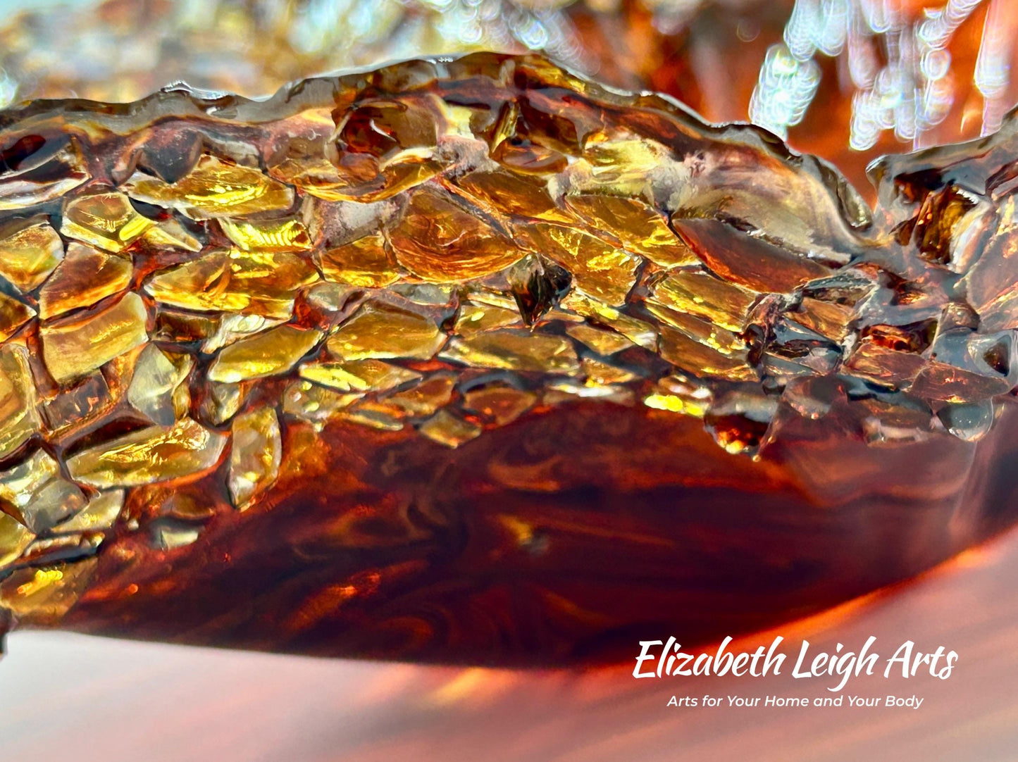 Chocolate and Cocoa Brown Resin and Crushed Glass Decorative Bowl