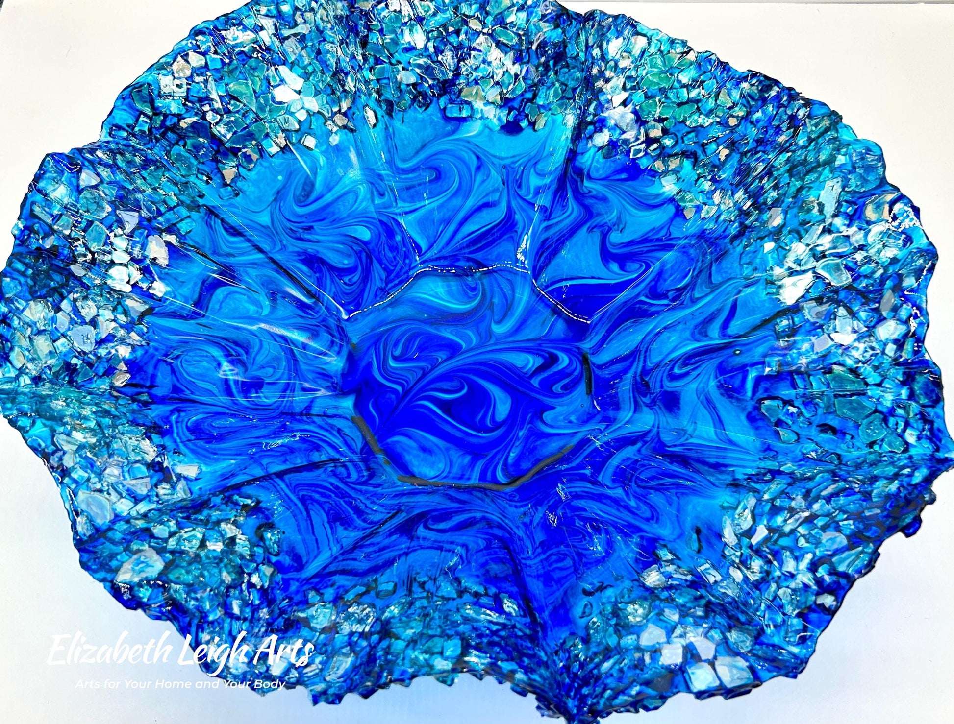 Sapphire Blue Wavy Decorative Bowl